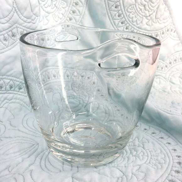 Vintage Toscany Krosno Poland Hand Blown Glass Handled Ice Bucket Chiller Bar - Picture 1 of 5